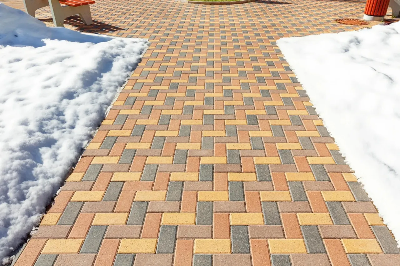 Colourful heated walkway at a aprk